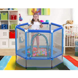 Trampoline hexagonale pour enfants avec enceinte sécuritaire