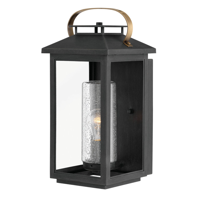 Atwater Outdoor Wall Lantern, 14" H x 6.5" W x 7" D, Black, Black
