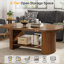 45.27" 2-Tier Oval Mid-Century Rustic Brown Coffee Table With Storage Shelf For Living Room