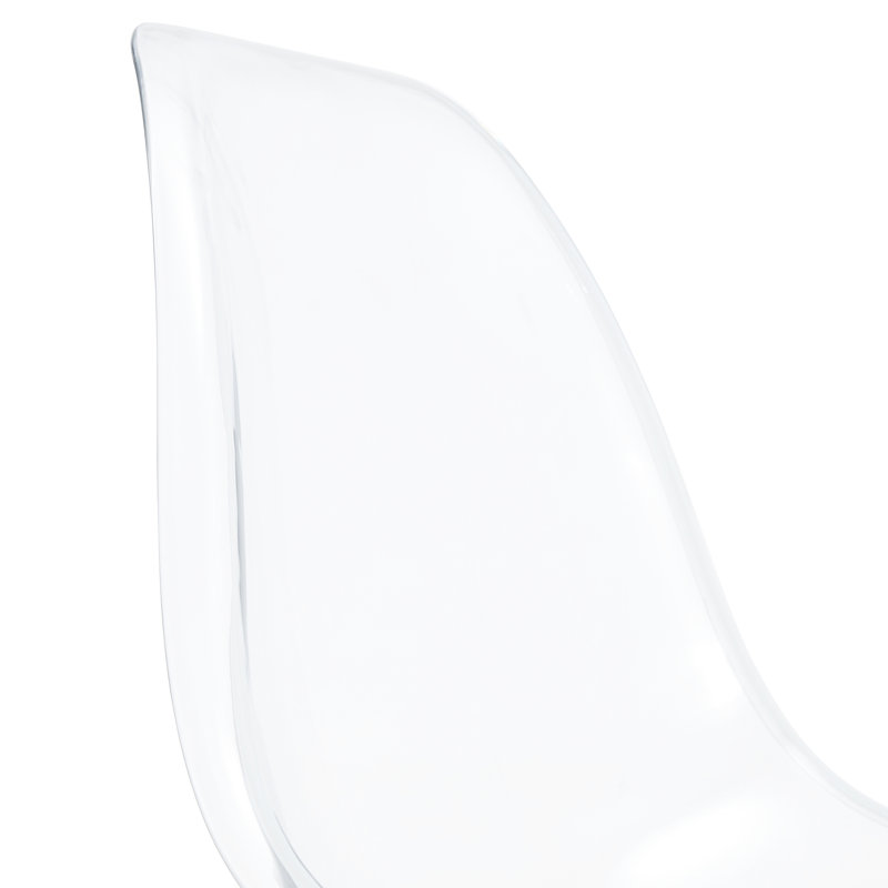 Chaise moderne et élégante transparente, 4 pièces, sans accoudoirs en plastique avec pieds en métal noir, courbe ergonomique, 1200 chaises minimalistes, dossier légèrement incurvé, confort