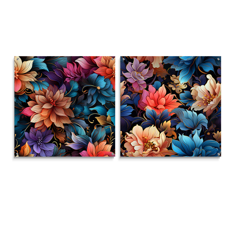 Torquay - Ensemble de 2 art mural en verre acrylique, H 36 po x l 73 po