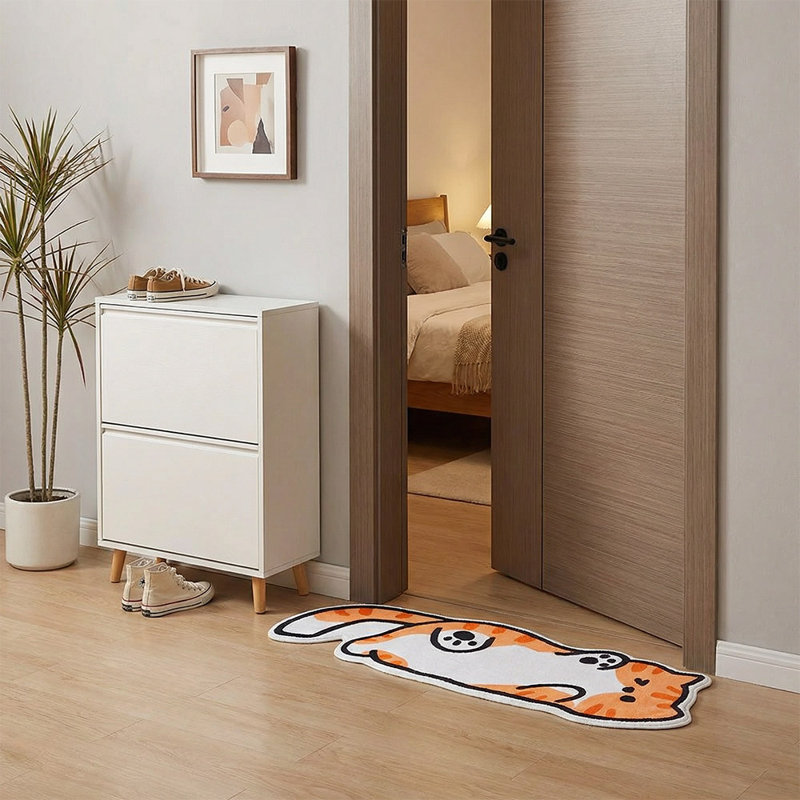 Abstract Machine Tufted 120cm X 39cm Area Rug, White