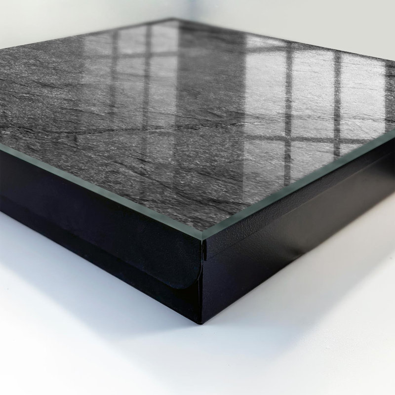 Key storage cabinet, Opens to the left, 30x30x5, White, Subdued texture of gray stone, 