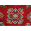 Tapis rouge / beige / vert en laine noué à la main de conception unique 6 pi 5 po x 9 pi 10 po New Age