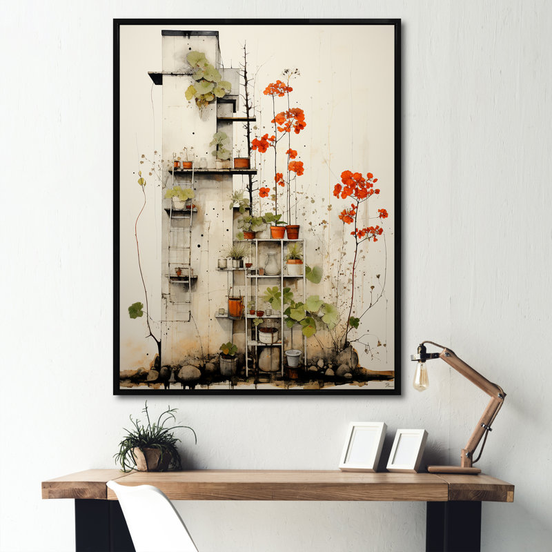Minimalisme botanique Jungle Towers I - art mural tours, Cadre flottant noir, H 44 po x l 34 po x P 1,5 po