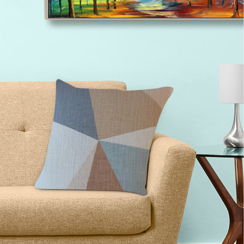 Coussin en coton Efrat, 18 po x 18 po, Coussin décoratif, Brun / Gris