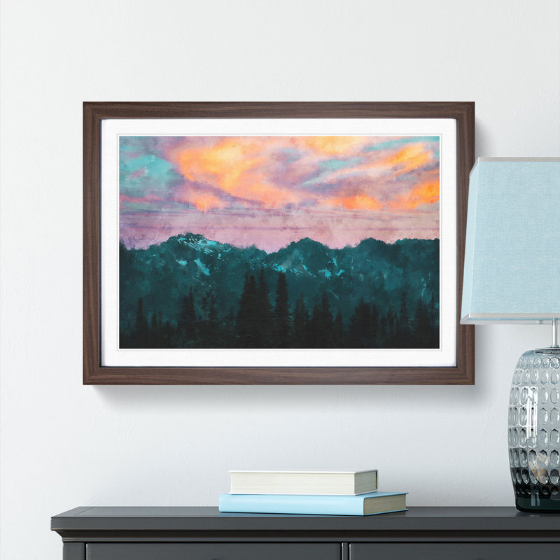 Mountain Divide - Picture Frame Painting Print, Walnut Framed, 24cm H x 33cm W x 2cm D
