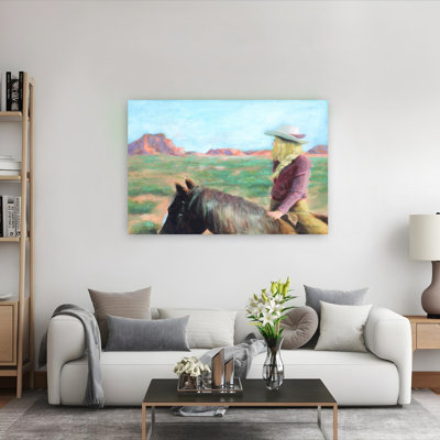 «Sandy Spurs», reproduction d'art contemporain de paysage cheval contemporain