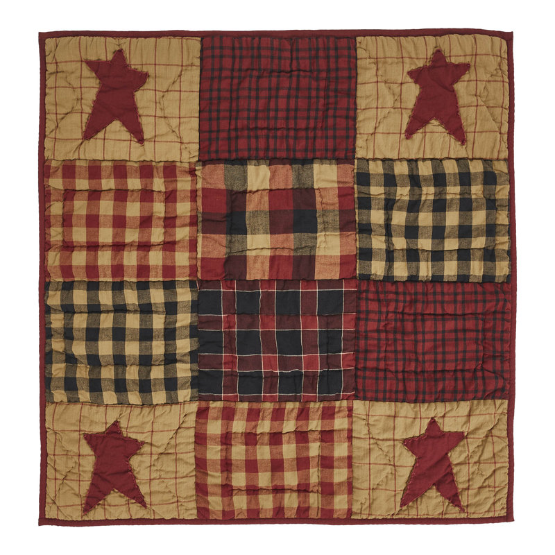 Burgundy and Beige Cotton Quilted Lap Throw 30x30
