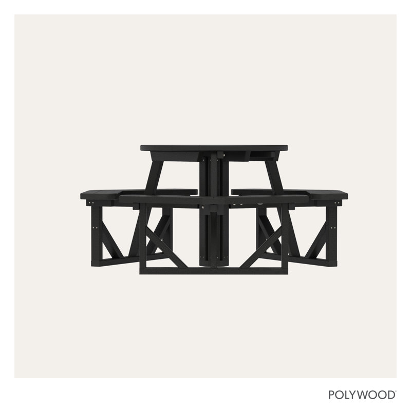 POLYWOOD Park 36" Round Picnic Table, Black