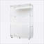 Armoires | Armoire de rangement moderne avec lumières DEL Bluetooth, serrure de porte, roulettes verrouillables, plateau en verre trempé, H 49,88 po, blanc cassé | Panneau de particules | Salon