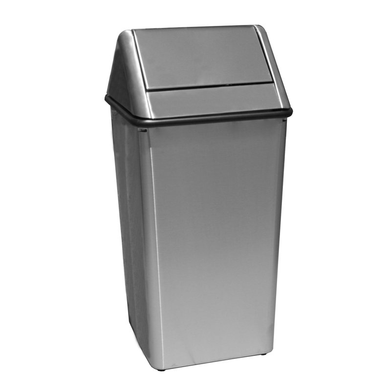 Beige 36 Gallon Metal Touchless Swing Top Trash Can
