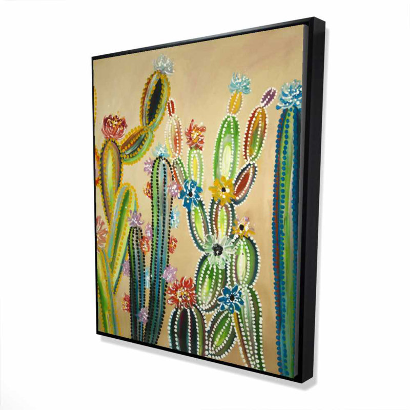 Desert gems - Toile encadrée jaune florale pour la décoration intérieure