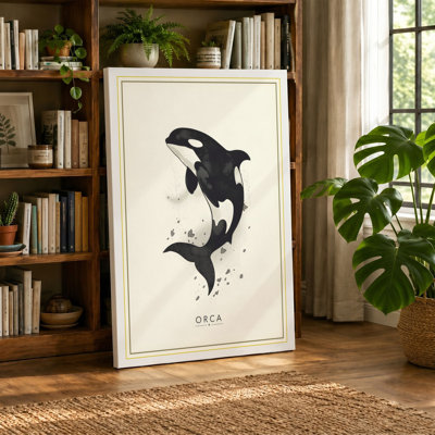 Leaping Orca Minimalist - Wrapped Canvas