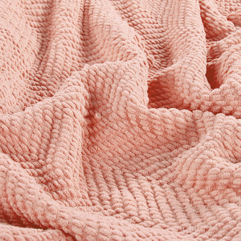 Jeté en tricot de tweed, Pêche Melba, 60 po x 80 po