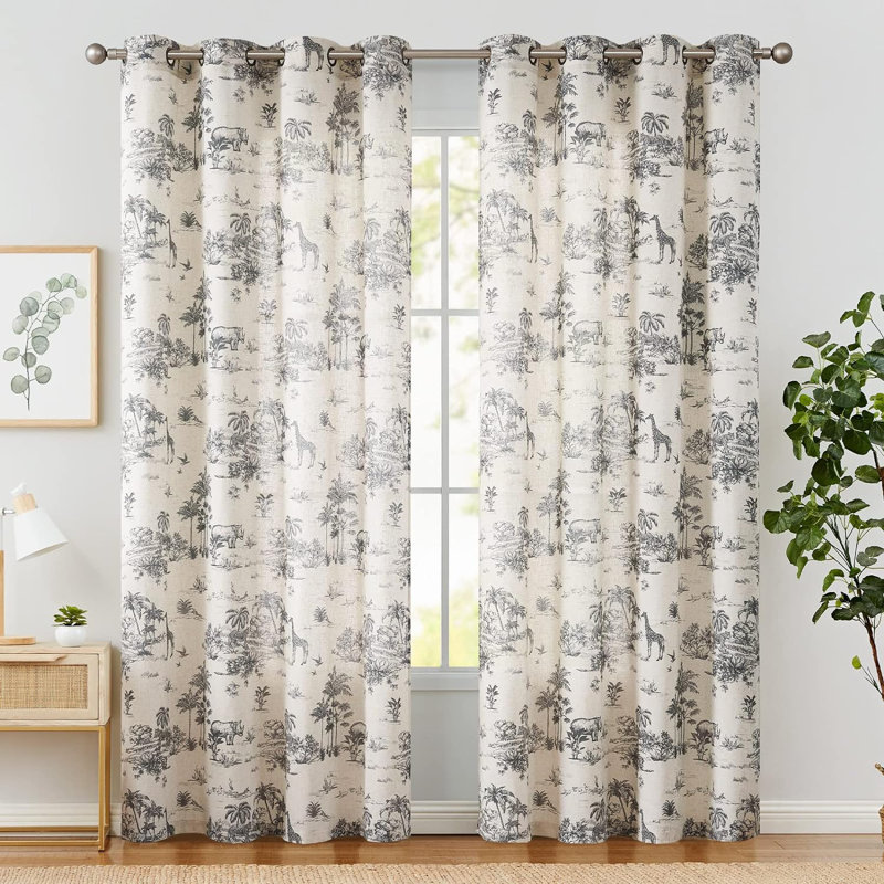 Nesha Semi Sheer Curtain Panel Pair, Black, 50" W x 84" L