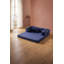 Canapé modulaire en L en velours bleu avec assise basse-1540968138