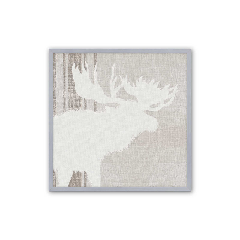 «Antlered Silhouette III», reproduction sur toile, H 21,75 po x l 21,75 po, Chrome poli