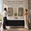 Meuble-lavabo double 60 po, noyer et noir, 4 tiroirs, surface solide blanc brillant