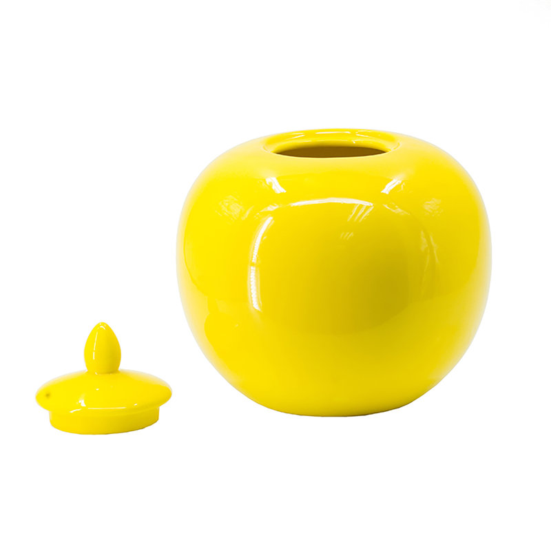 Asadbek Ceramic Decorative Urns & Jars, Yellow, 10.2" H x 10.4" W x 10.4" D
