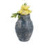 Vase rond artisanal en terre cuite, motif bourgeon, pour une décoration rustique - Grand vase arrondi avec poignées latérales, idéal pour le salon ou une étagère - 20 cm