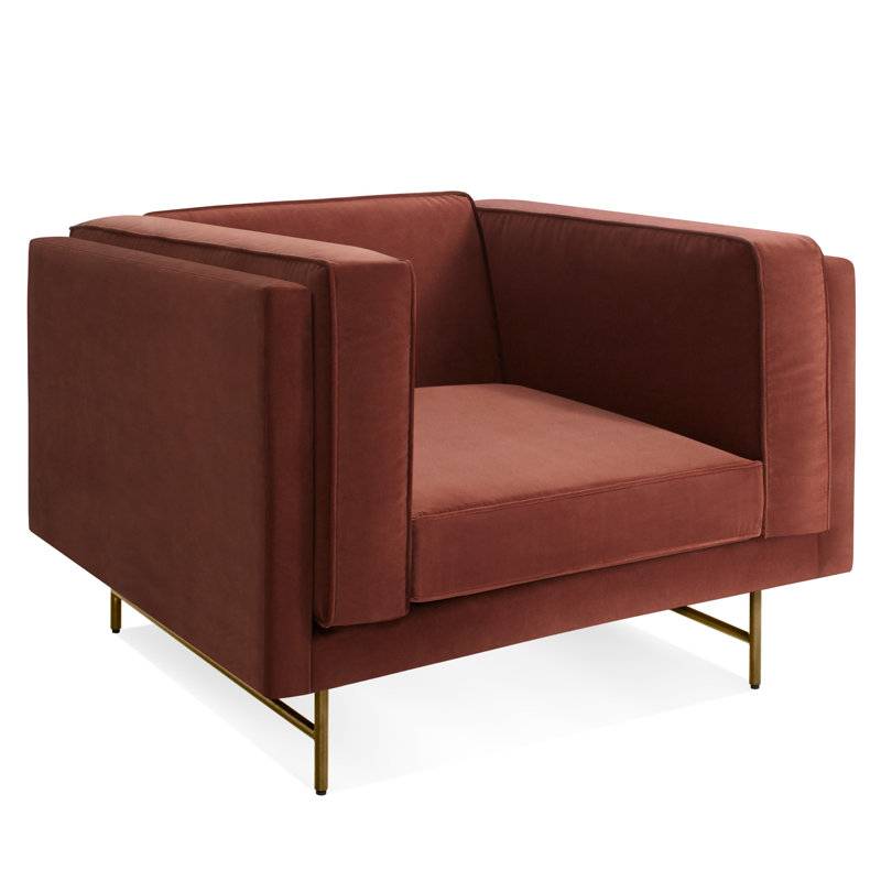 Bank Club Chair, Lava Polyester Blend, Antiqued Brass