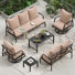 Metal 7 - Person Metal Patio Conversation Set with 2PCS Swivel Lounge Chairs