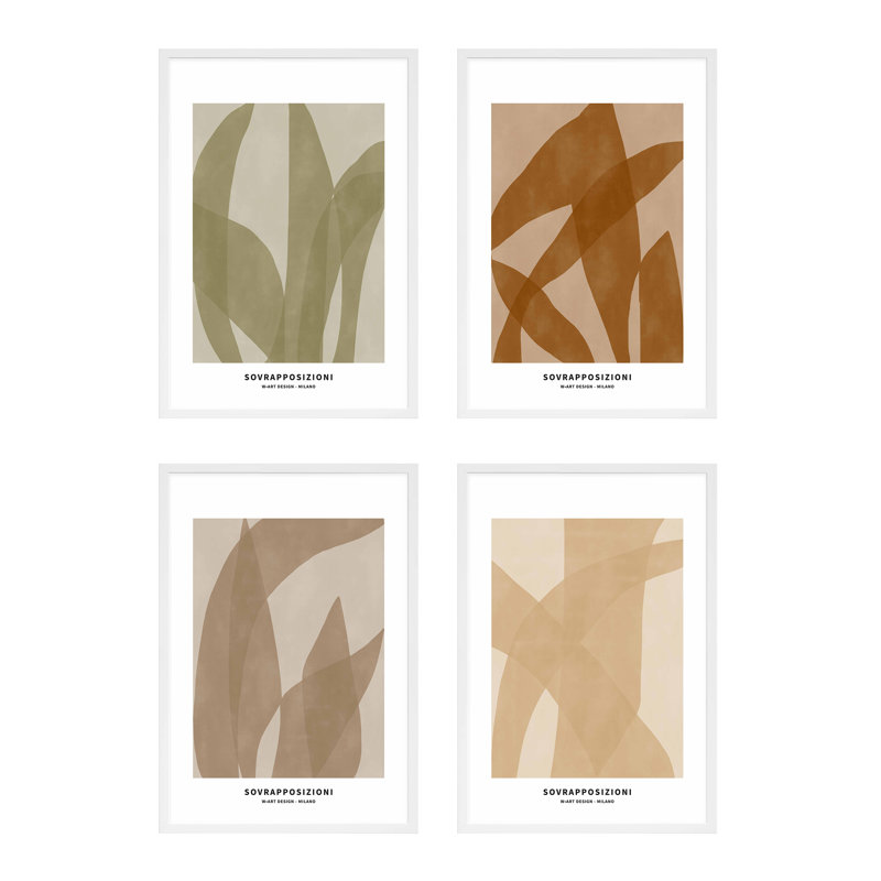 Zabini, impression encadrée sur papier 4 pièces, Blanc, H 38 po x l 26,5 po x P 1,25 po