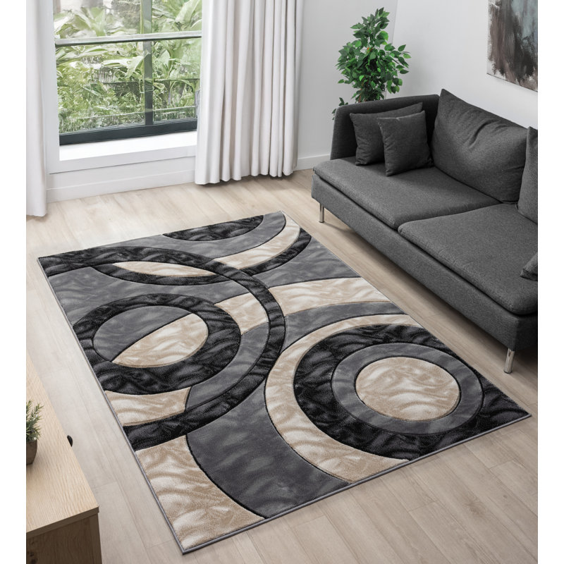 Tapis à motif géométrique abstrait Collection Heriberto, Rectangle 7 pi 10 po x 10 pi 10 po