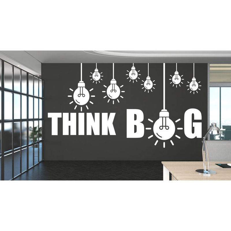«Think Big Idea Lightbulb»: Motif inspirant, autocollant décoratif pour le bureau, H 24 po x l 14 po, Bleu royal