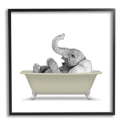 Illustration de salle de bain monochromatique à éléphant couché par Annalisa Latella - impression
