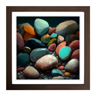 Pebbles Gestural Art - Framed Print