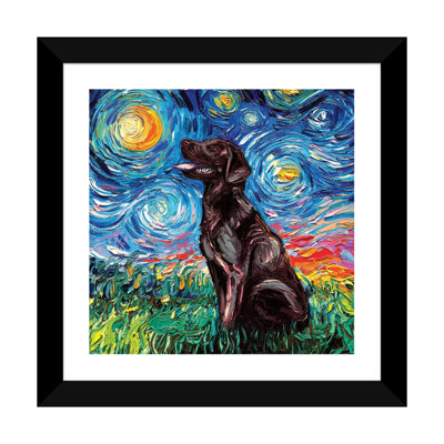 «Chocolate Labrador Night» par Aja Treves - reproduction d'art