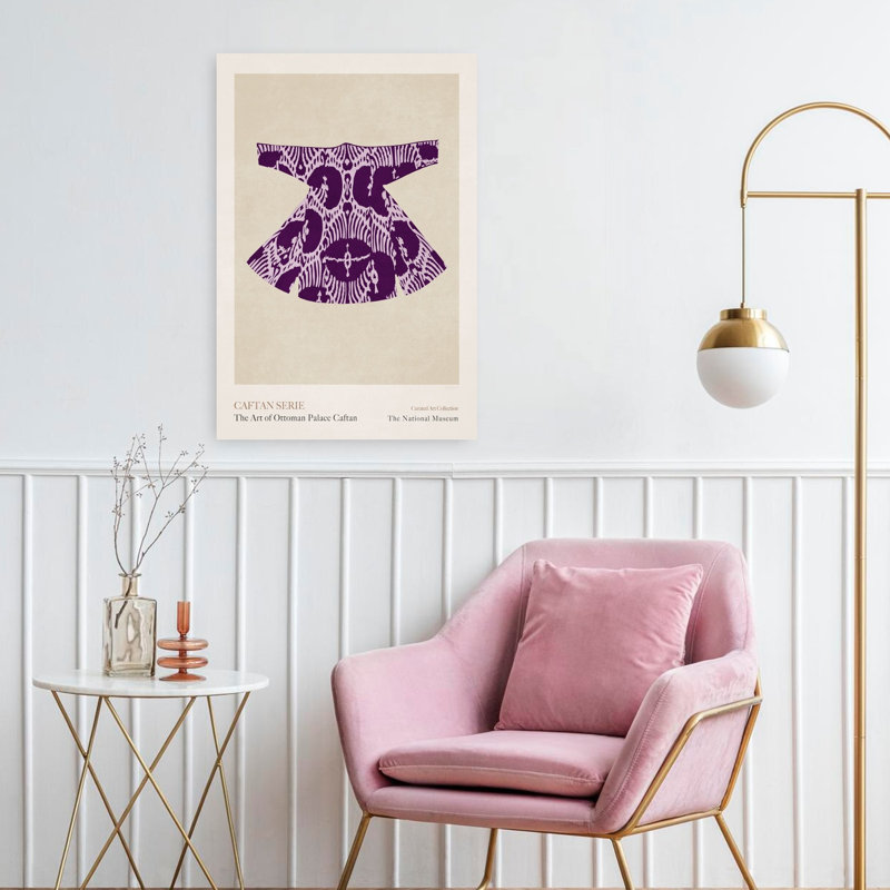 «Mauve Caftan Elegance», art mural traditionnel rétro, H 24 po x l 16 po