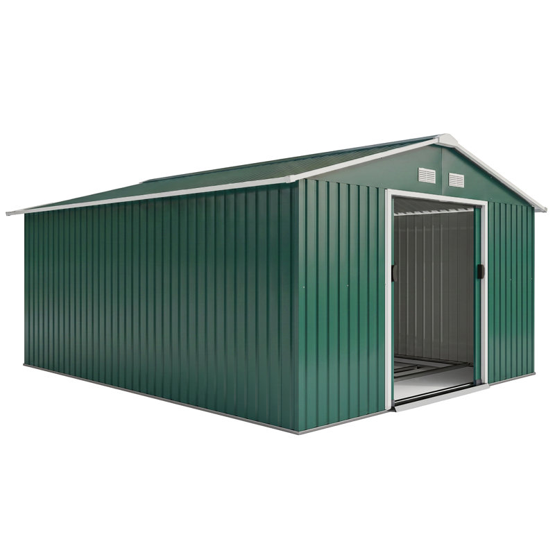 11 ft. W x 13 ft. D Metal Garden Shed, Green