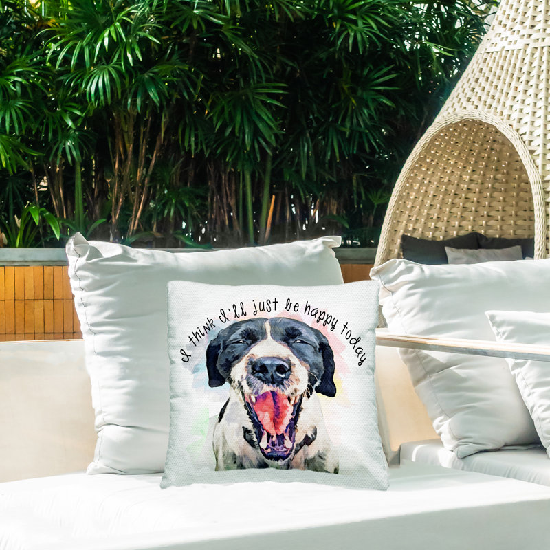Coussin d'extérieur «Think I'm Just Happy Dog» par Kim Curationa