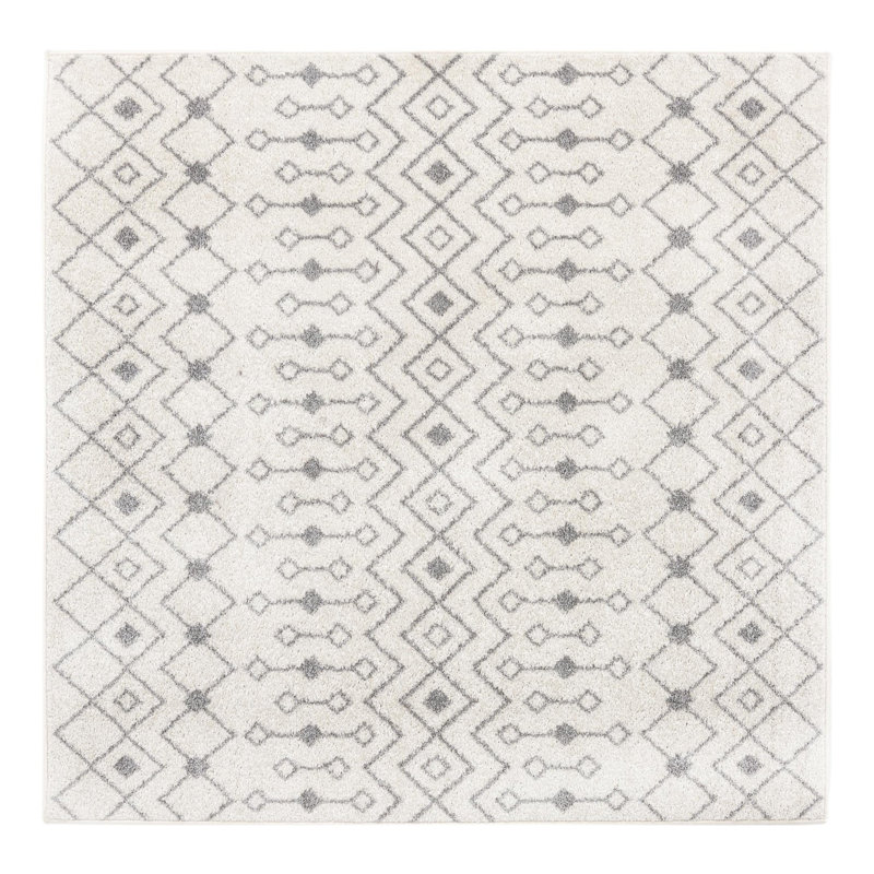 Somerville Geometric Indoor Rug, Square 6'1", Gray/Ivory