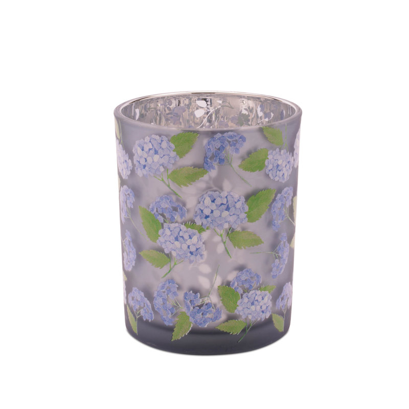 Porte-bougie imprimé hortensia givré