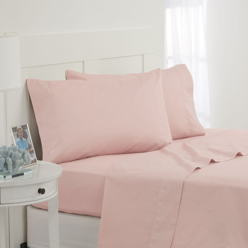 Southern Tide Cotton Twill Sheet Set, Twin Sheet Set with 2 Pillowcases, Seashell Pink