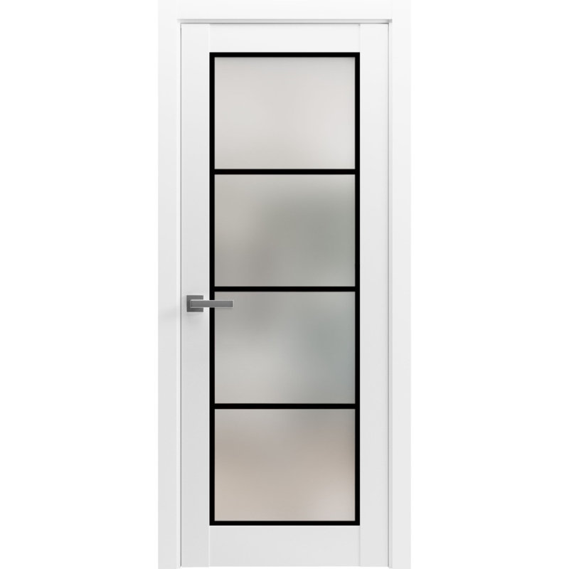 Porte française solide | Verre givré Planum 2132 | Poignée simple à panneau régulier | Portes de salle de bain robustes