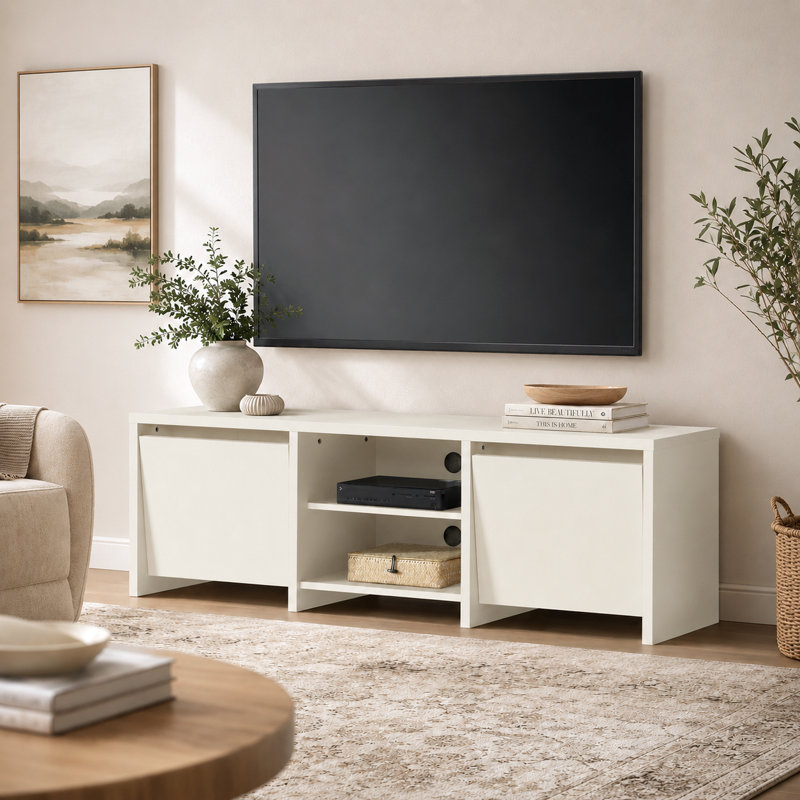 Aarti 59" Wide Modern TV Stand for TVs up to 75", Cream