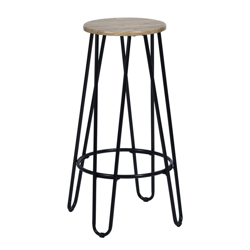 Laisha Counter Stool with Metal Frame, Light Wood