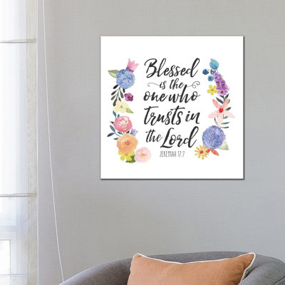 Floral Bible Verse I by Noonday Design - Wrapped Canvas Print