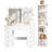 Modern LED Lighted Mirror Makeup Vanity Table with 12 Drawers & Detachable Side Open Storage Shelves, White Dresser for Bedroom