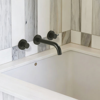 Robinet de baignoire mural moderne en acier inoxydable à 3 trous avec cartouche en laiton, filet NPT