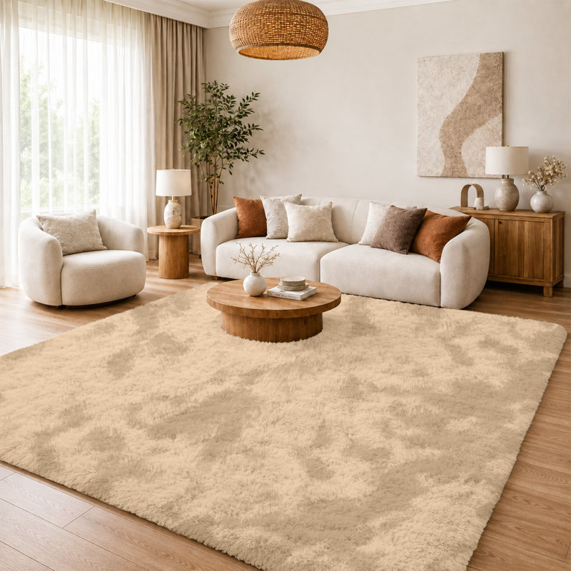 Abbotsen Solid Colour Shag Area Rug, Rectangle 200 x 290cm
