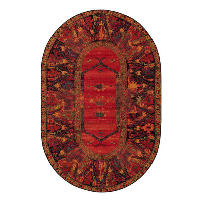 Tapis oriental rouge / jaune / noir intérieur / extérieur Gurrola