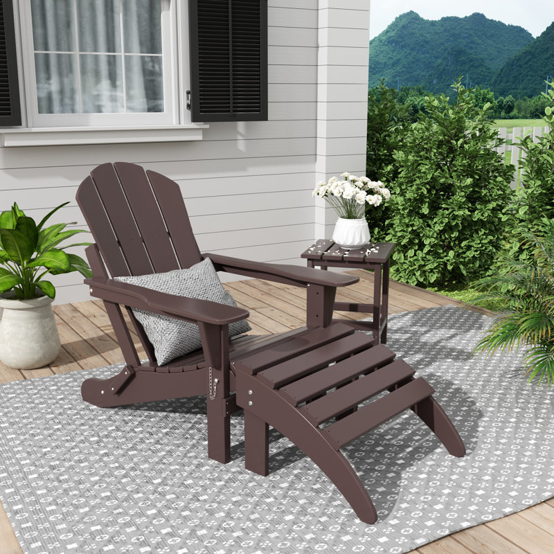 Chaise de patio avec repose-pieds Laguna, Marron foncé