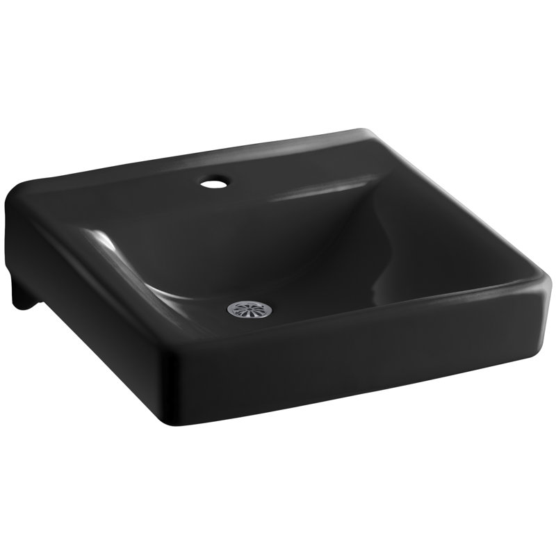 Soho Ceramic 20" Wall Mount Bathroom Sink, Black, Single