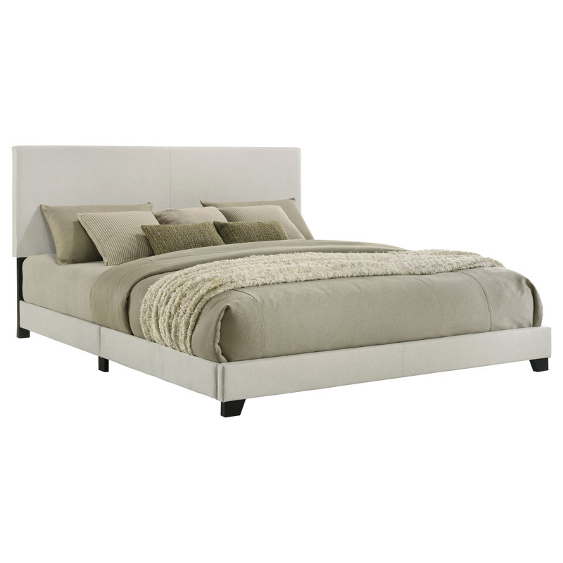 Dorian Fabric Upholstered California King Panel Bed Cream, California King, Beige
